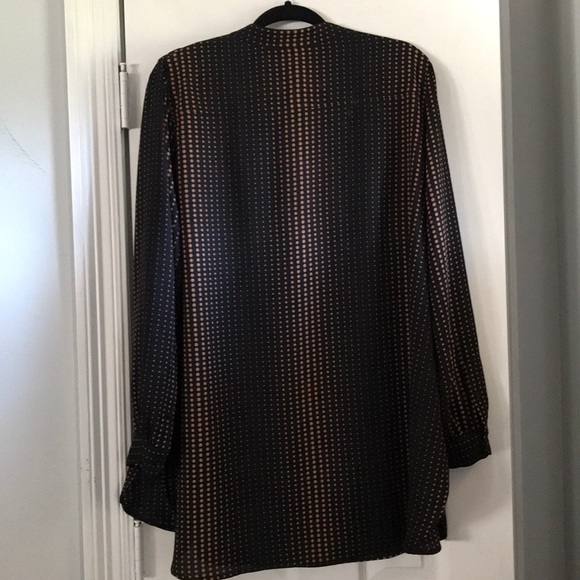 Anne Klein Poet Blouse 2X Black Gold Dot - Picture 3 of 6